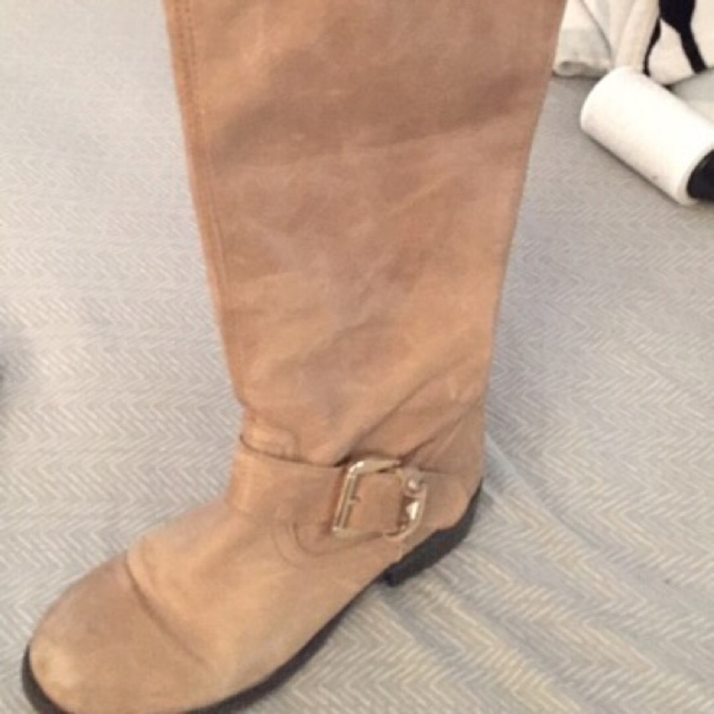 Steve Madden boots with red zipped detailing